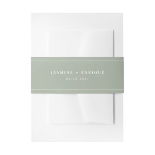 Modern Sage Green Wedding Invitation Belly Band