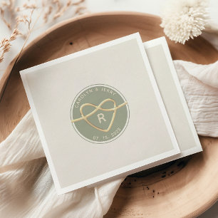 Modern Sage Green Wedding Monogram Napkins