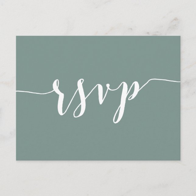 Modern Sage Green Wedding RSVP Postcard (Front)