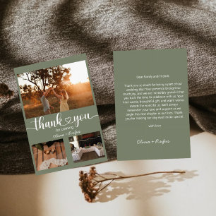 Modern Sage Green Wedding Thank You Card