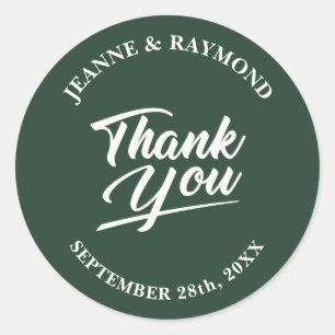 Modern Sage Green Wedding Thank You Favour Classic Round Sticker