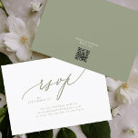 Modern Sage Green White Simple Wedding QR CODE RSVP Card<br><div class="desc">Modern Sage Green White Simple Wedding RSVP Response Card - for a modern wedding formal or informal.  Sage Green and white with impressive modern calligraphy. Fancy beautiful calligraphy.

*QR CODE RSVP BACK</div>