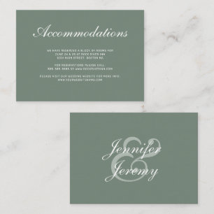 Modern Sage Green White Wedding Accommodations Enclosure Card