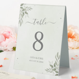 Modern Sage Greenery Acrylic Wedding Table Number