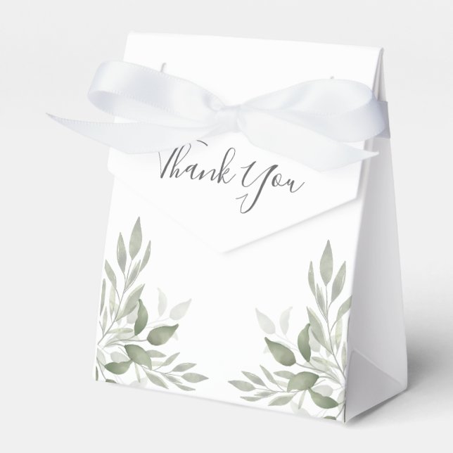 Modern Sage Greenery Botanical Wedding Favor Box (Front Side)