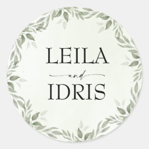 Modern Sage Greenery Botanical Wedding Sticker