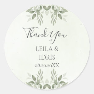 Modern Sage Greenery Botanical Wedding Sticker