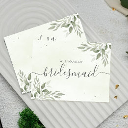 Modern Sage Greenery Bridesmaid Proposal Card