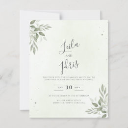 Modern Sage Greenery Budget Wedding Invitation