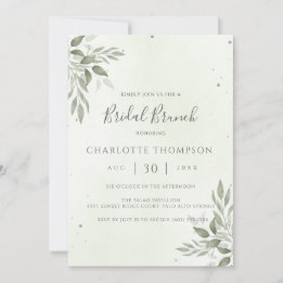 Modern Sage Greenery Chic Bridal Brunch Invite