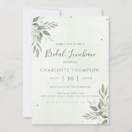 Modern Sage Greenery Chic Bridal Luncheon Card