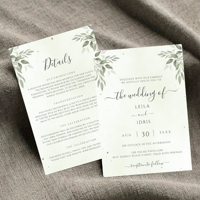 Modern Sage Greenery Floral All-in-One Wedding Invitation (Creator Uploaded)