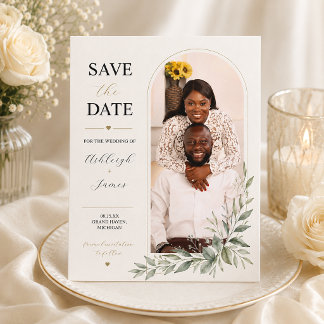 Modern Sage Greenery Photo Save the Date