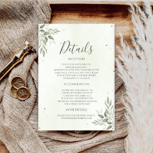 Modern Sage Greenery Wedding Details Card