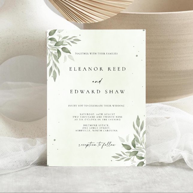 Modern Sage Greenery Wedding Invitation Card (Creator Uploaded)
