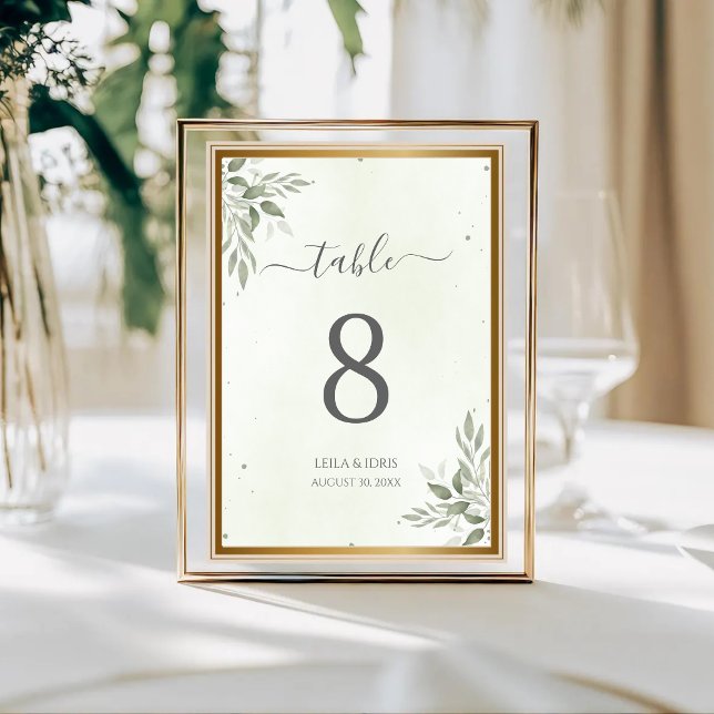 Modern Sage Greenery Wedding Table Numbers (Creator Uploaded)
