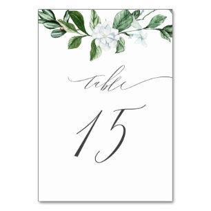 Modern Sage Greenery White Floral No 15 Wedding Table Number