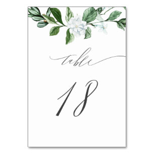 Modern Sage Greenery White Floral No 18 Wedding Table Number