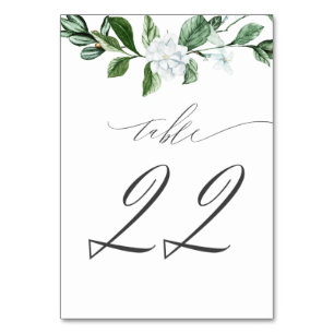 Modern Sage Greenery White Floral No 22 Wedding Table Number