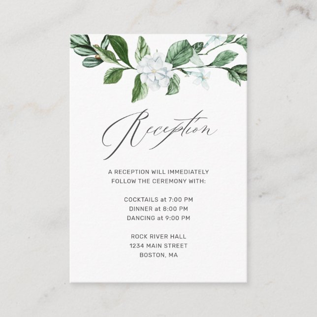 Modern Sage Greenery White Floral Wedding Enclosure Card (Front)