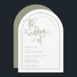 Modern Sage Handwritten Calligraphy Script Wedding Invitation<br><div class="desc">An elegant and modern sage green and white arch-shaped wedding invitation with a handwritten script accent in the phrase "the wedding of."  Personalise the template with your wedding details. © Kimbellished,  LLC</div>