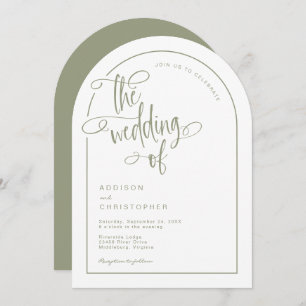 Modern Sage Handwritten Calligraphy Script Wedding Invitation