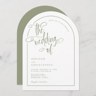 Modern Sage Handwritten Calligraphy Script Wedding Invitation