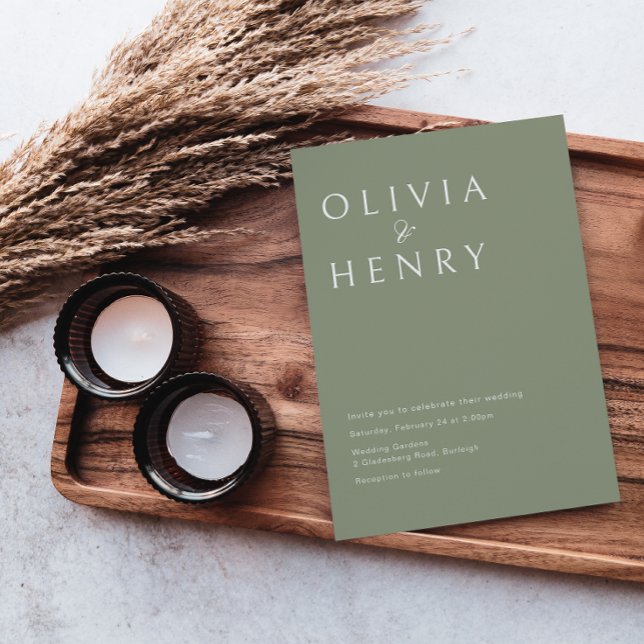 Modern Sage Minimal Wedding Invitation (Creator Uploaded)