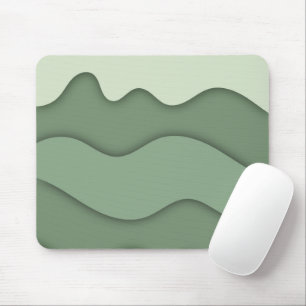 Modern Sage Mint Wavy Mouse Pad
