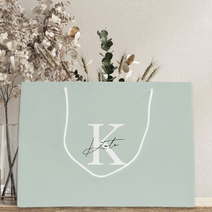 Modern Sage Monogram Bridesmaid Proposal Gift Bag