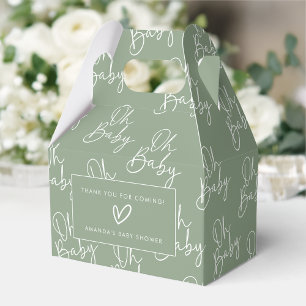 Modern Sage Oh Baby Simple Baby Shower Gable Favour Box