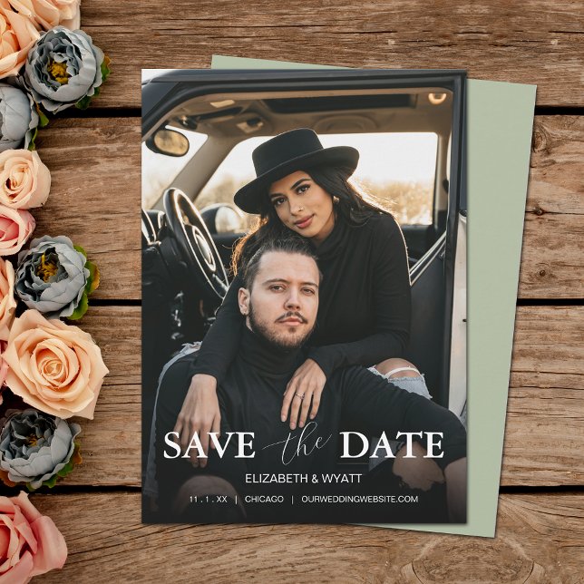 Modern Sage Photo Wedding Save The Date (Creator Uploaded)