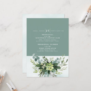 Modern Sage Rehearsal & Dinner Invitation