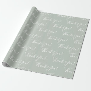 Modern Sage Thank You Pastel Script Wrapping Paper