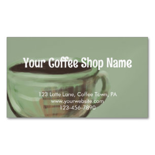 Modern Sage Unique Art Coffee Shop Promotional Magnetic Business Card