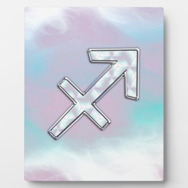 Modern Sagittarius Zodiac on Mother of Pearl Style Plaque (Front)
