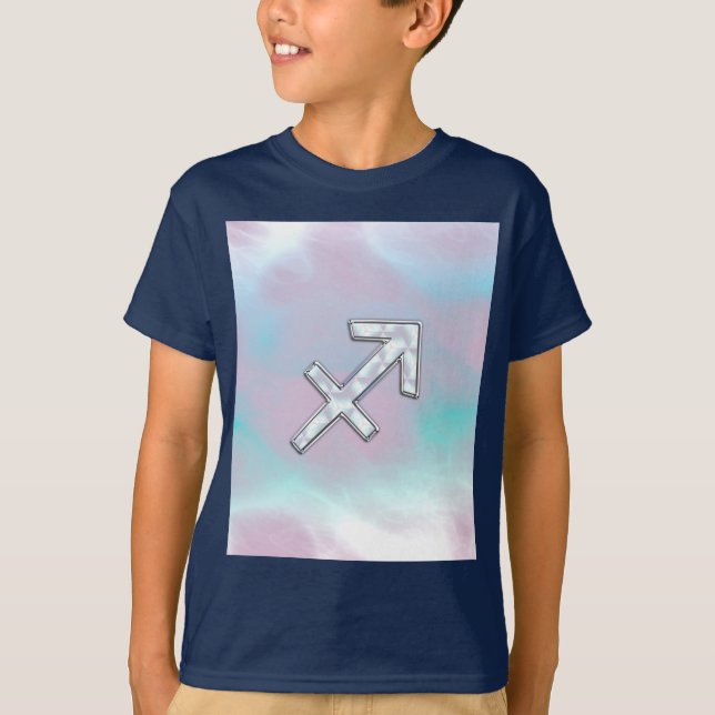 Modern Sagittarius Zodiac on Mother of Pearl Style T-Shirt (Front)