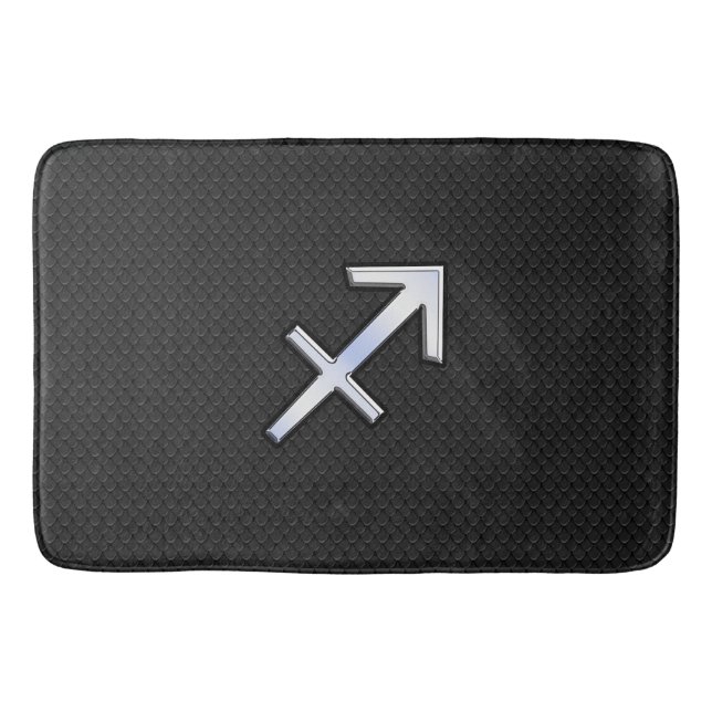 Modern Sagittarius Zodiac Sign on Snake Skin Bath Mat (Front)