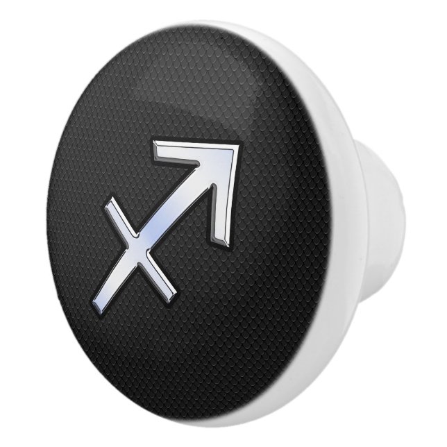 Modern Sagittarius Zodiac Sign on Snake Skin Ceramic Knob (Right)