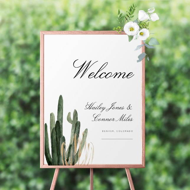 Modern Saguaro Cactus Desert Wedding Welcome Sign (Creator Uploaded)