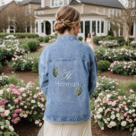Modern Saguaro Cactus Wedding Bridesmaid Name Denim Jacket<br><div class="desc">#zazzlemade</div>