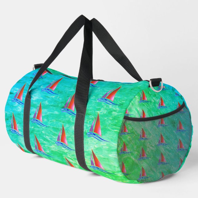 Modern Sailboat Duffle Bag (Right Corner)