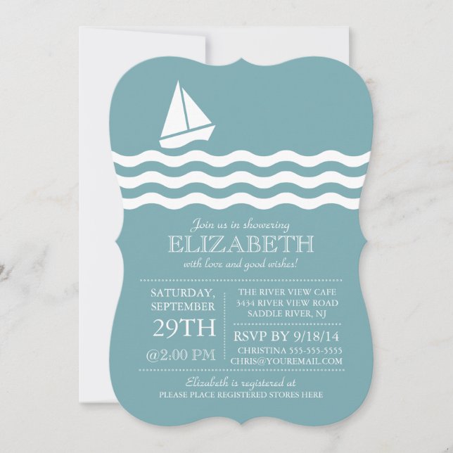 Modern Sailboat Nautical Baby Shower Invitation (Front)