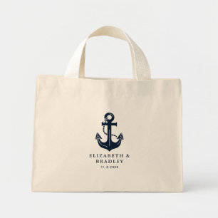Modern Sailor Theme and Custom Wedding Couple Mini Tote Bag