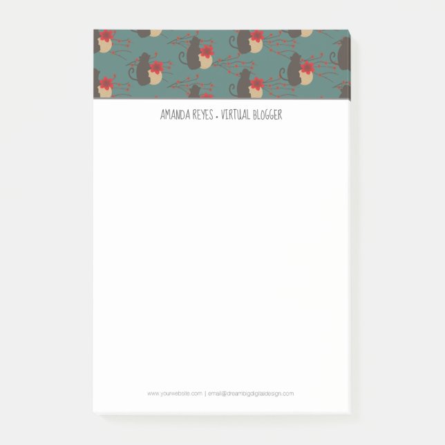 Modern Sakura Cherry Tree and Monkey Asian Post-it Notes (Front)