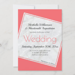 Modern Salmon Pink Wedding Invitation