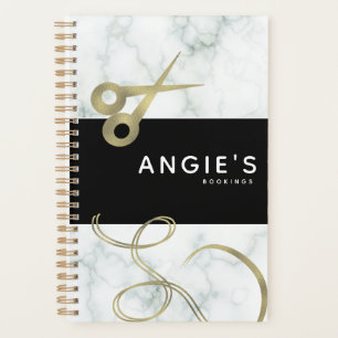 Modern Salon Beauty Scissor Gold Booking Business Planner