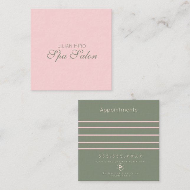 Modern Salon Beauty Studio Pink Appointment Card (Front/Back)