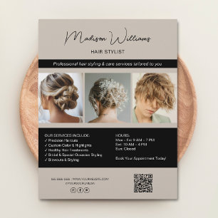Modern Salon Hair Stylist Services QR Flyer