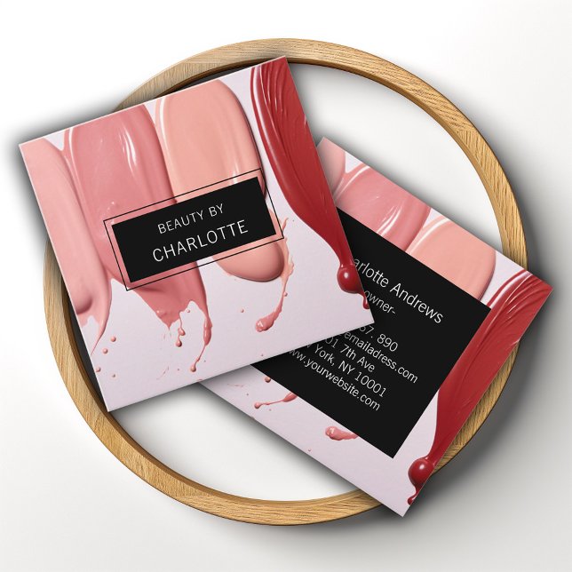 Modern, salon, makeup, beauty photo square business card (Creator Uploaded)